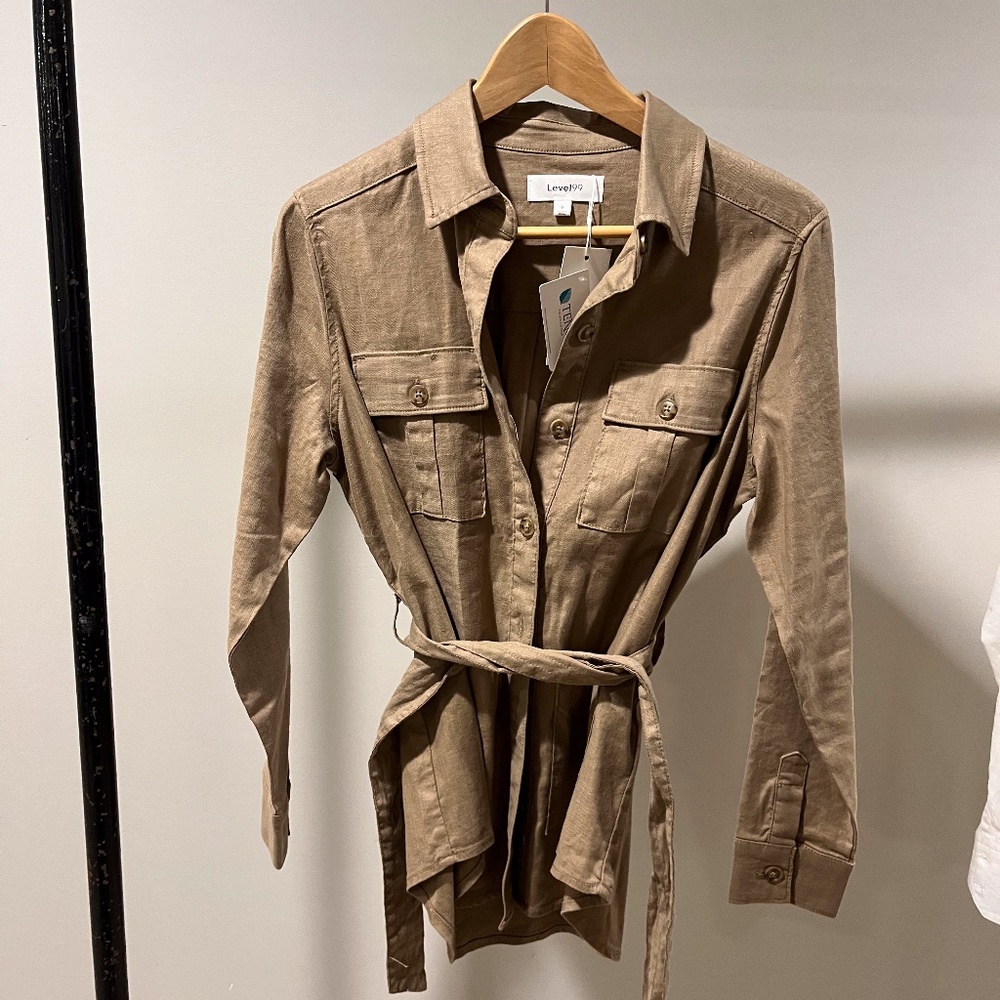 Small Belted Linen Utility Jacket - Level 99 Emme